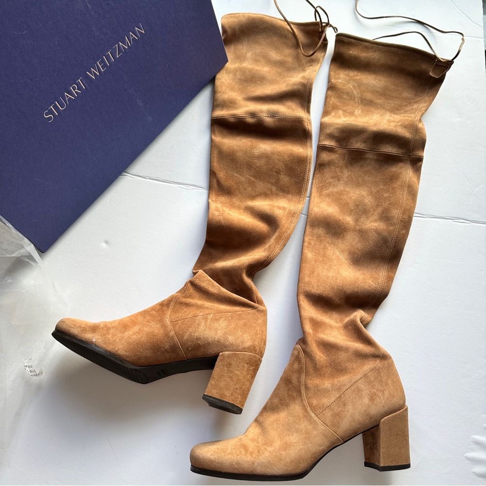 Stuart Weitzman Hinterland Tan Suede Block Heel O… - image 4